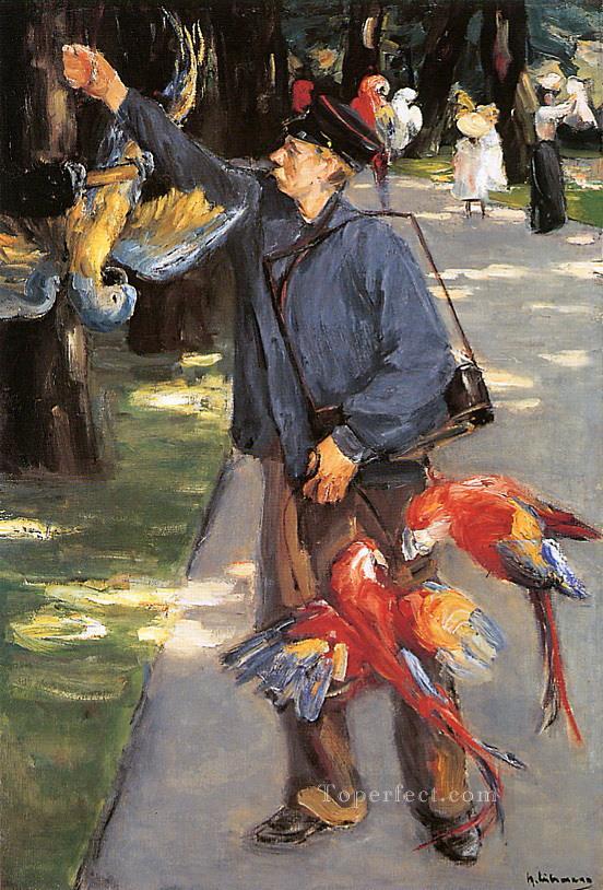 美術品のオウムの管理人 1902年 マックス・リーバーマン ドイツ印象派油絵